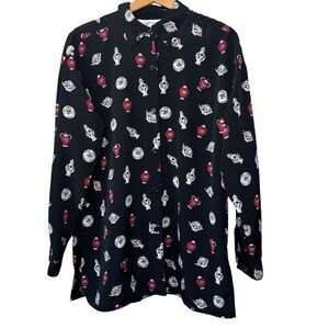 Vintage Norton McNaughton vase pottery black long sleeve blouse. Women’s 10